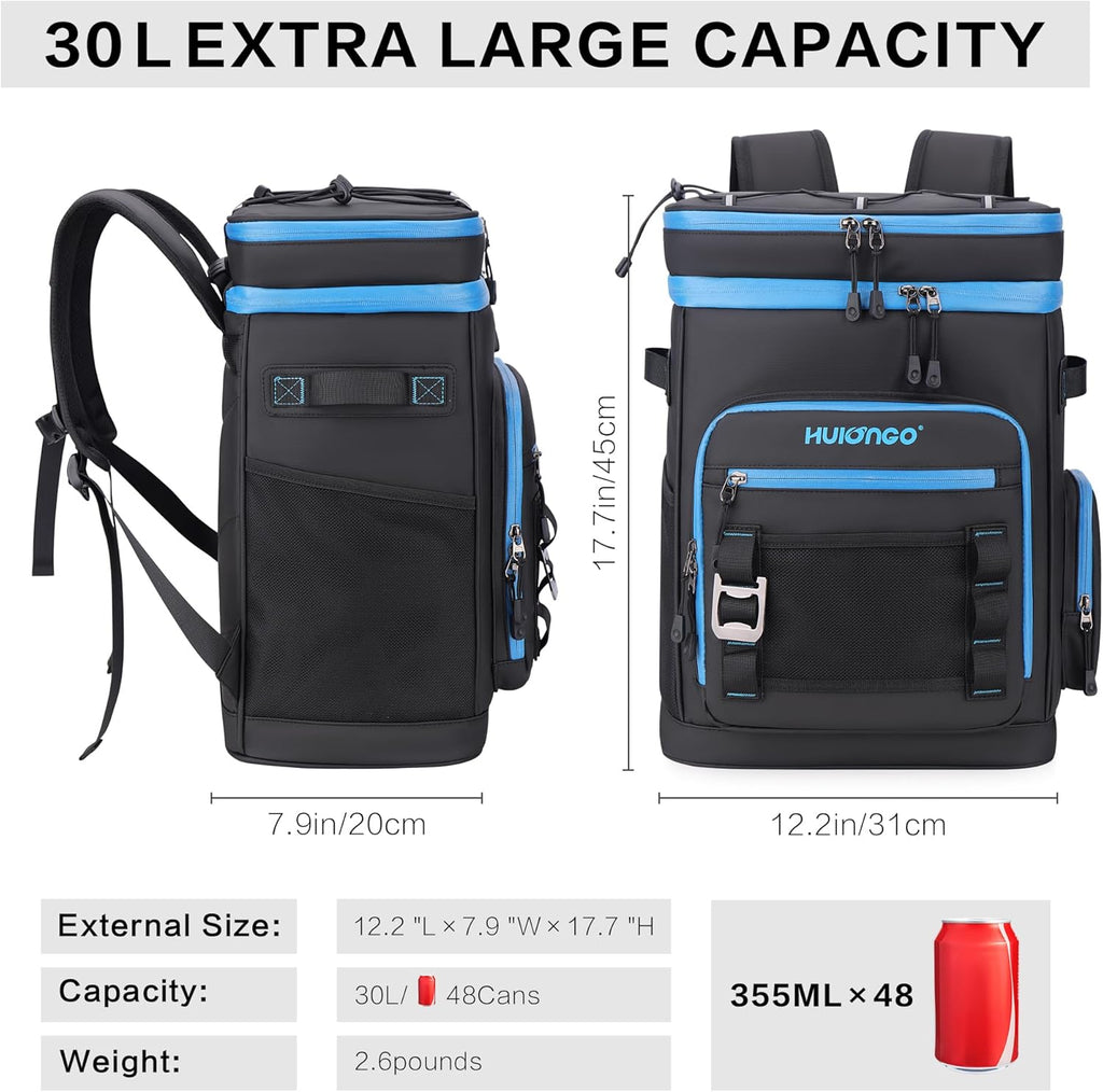 Hulongo Large Waterproof Insulated Cooler Backpack, 30L, 48Cans