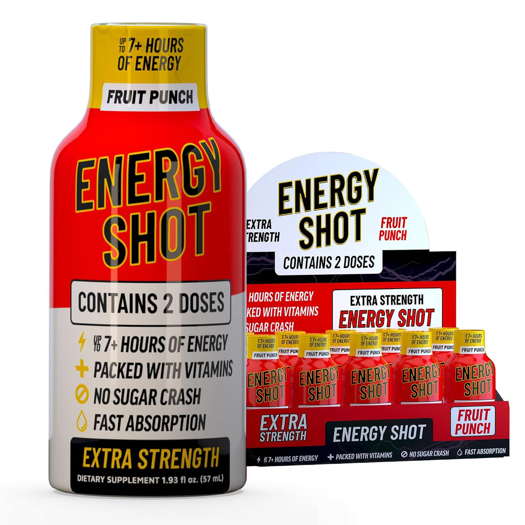 B12 Pomegranate Extra Strength Energy Shot 48 PK – 260mg Natural Caffeine B12 B6 – Energy & Vitality Support – 2 Servings Sugar Free Zero Calorie Green Tea B-Vitamins Electrolytes Vegan – 1.93 fl oz