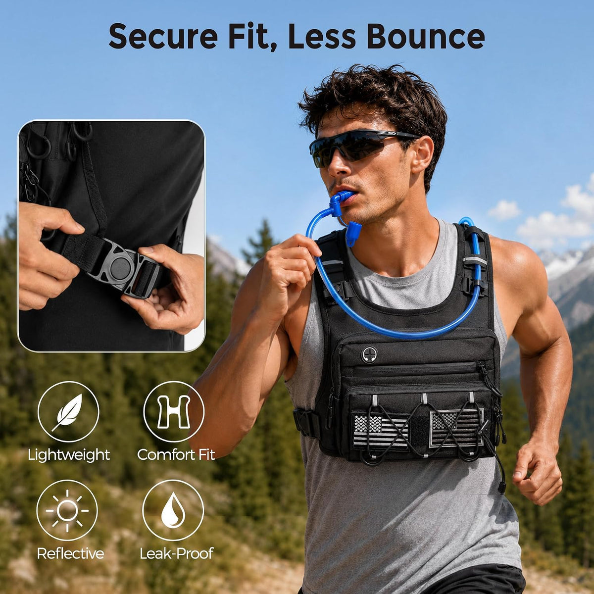 Running Vest Water Backpack with 2L Leak-Proof Bladder for Men & Women