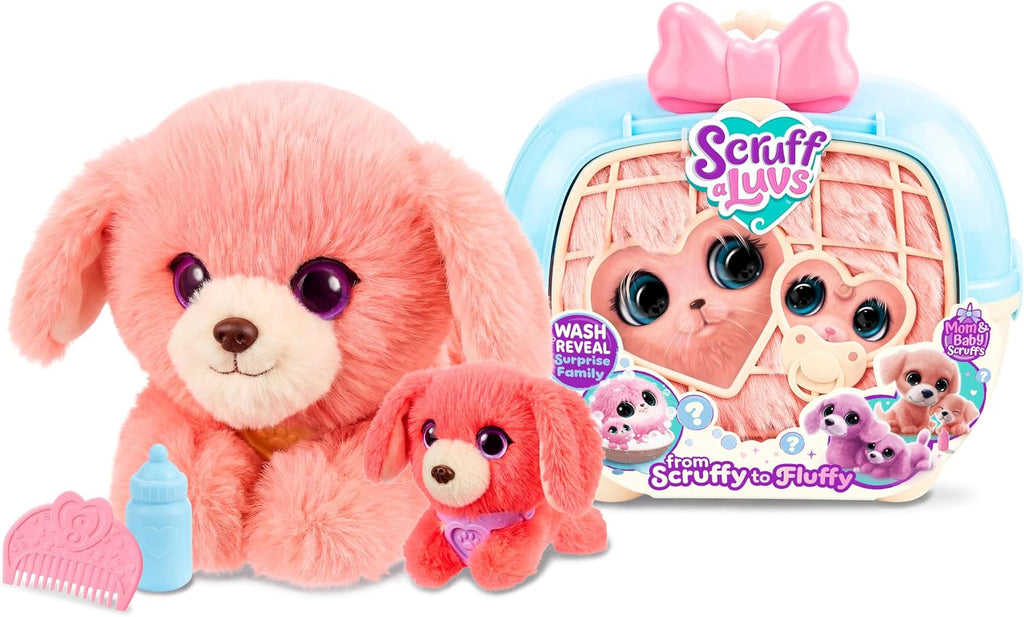 ScruffaLuvs Mom & Baby Scruffs Dachshund Plush Toys, Wash to Reveal