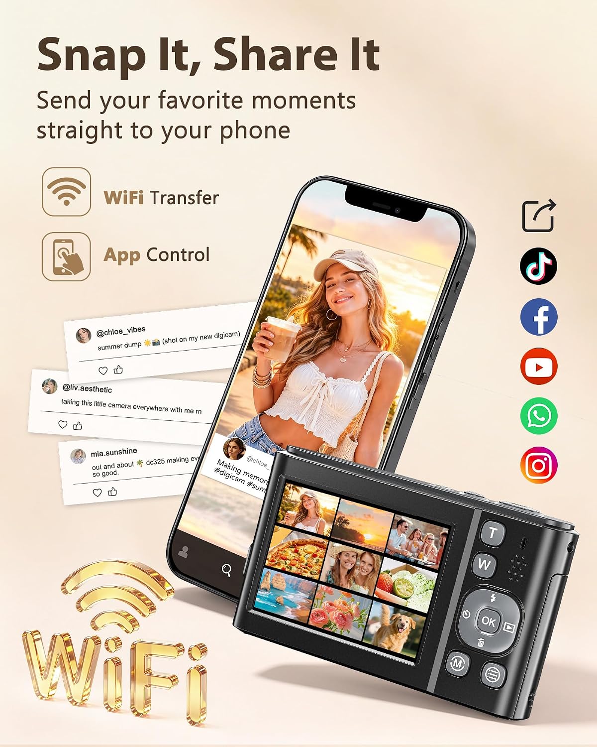 8K Digital Camera, 96MP WiFi Camera for Photography with Dual Screen(Black)