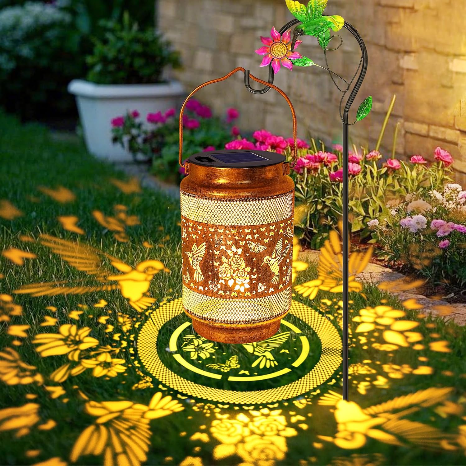 Hummingbird Solar Lanterns Outdoor Waterproof with Shepherd Hook, Gifts for Birthday Women Mom Grandma, Metal Solar Hanging Lights Garden Decor for Outside Yard Patio Pathway Porch