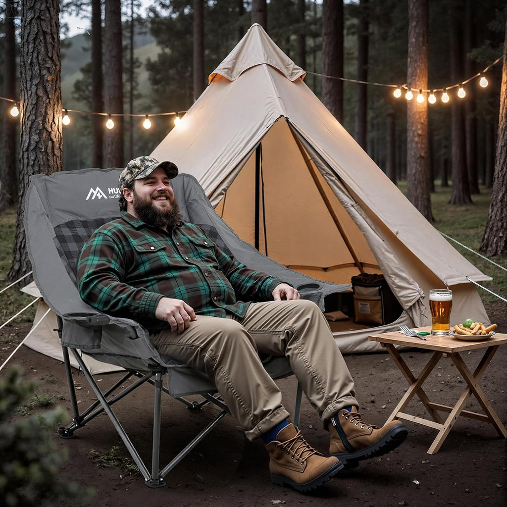 Huskfirm Oversized Camping Chairs 2 Pack Padded Camping Chair for Adults