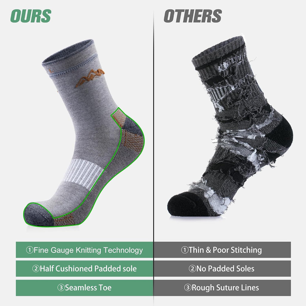 innotree Men's Merino Wool Hiking Socks 3 Pairs
