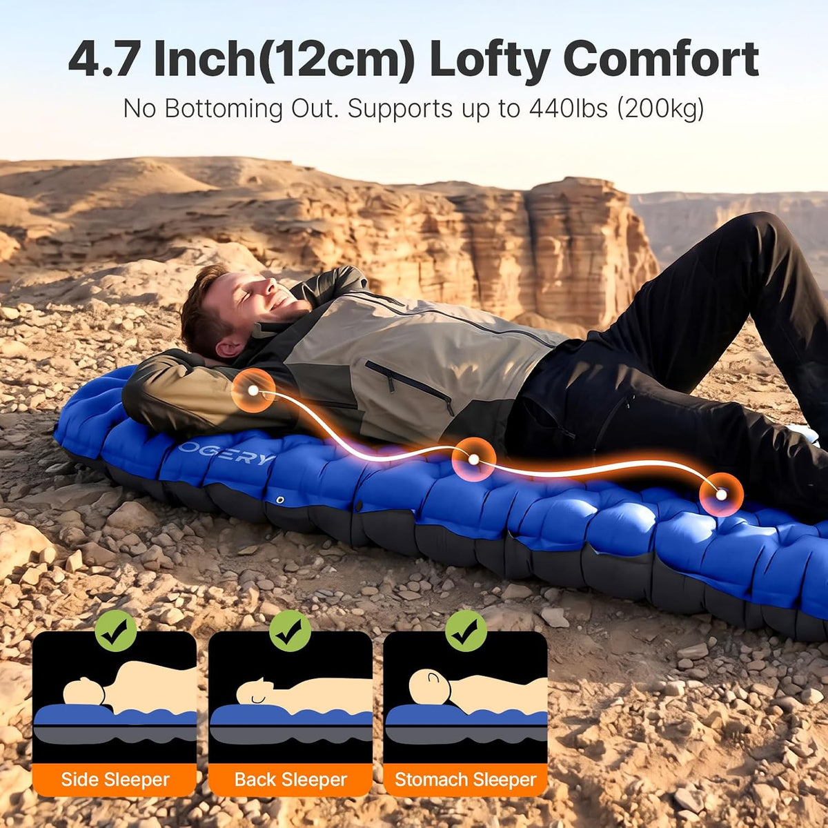 OGERY Sleeping Pad for Camping, R-Value 9.0 Insulated Sleeping Pad