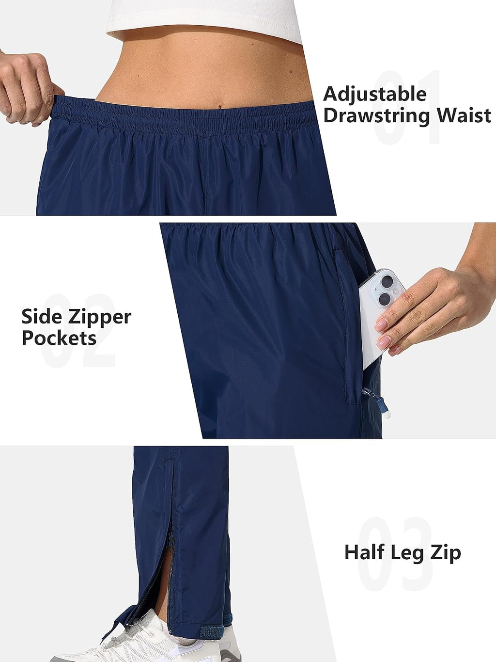 UIQUR Womens Rain Pants Waterproof Lightweight Packable Pants