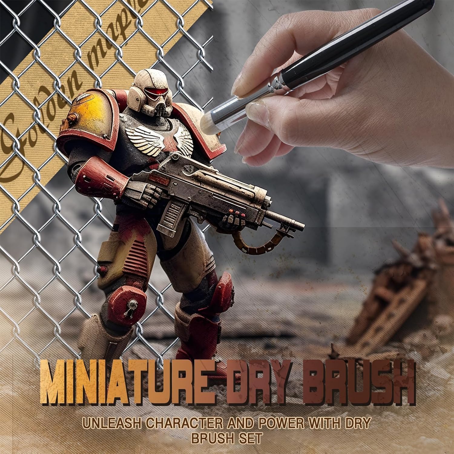 Golden Maple Miniature Paint Brushes Drybrush-10pcs Micro Detail Paint Brush Set, Small Fine Detail Brushes for Acrylic, Watercolors & Paint by Number, Figurine