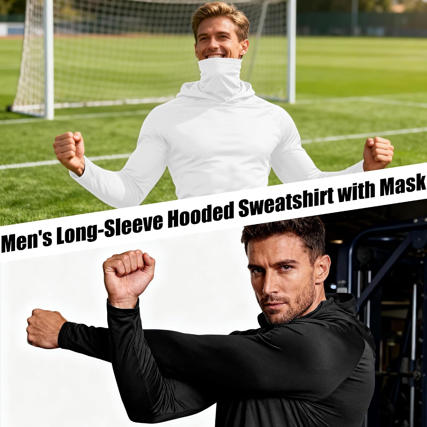 HovSiyla Mens Fishing Hoodie UV Sun Protection Shirts UPF Rash Guard Long Sleeve Shirts Hiking Performance Mesh Face Mask Top