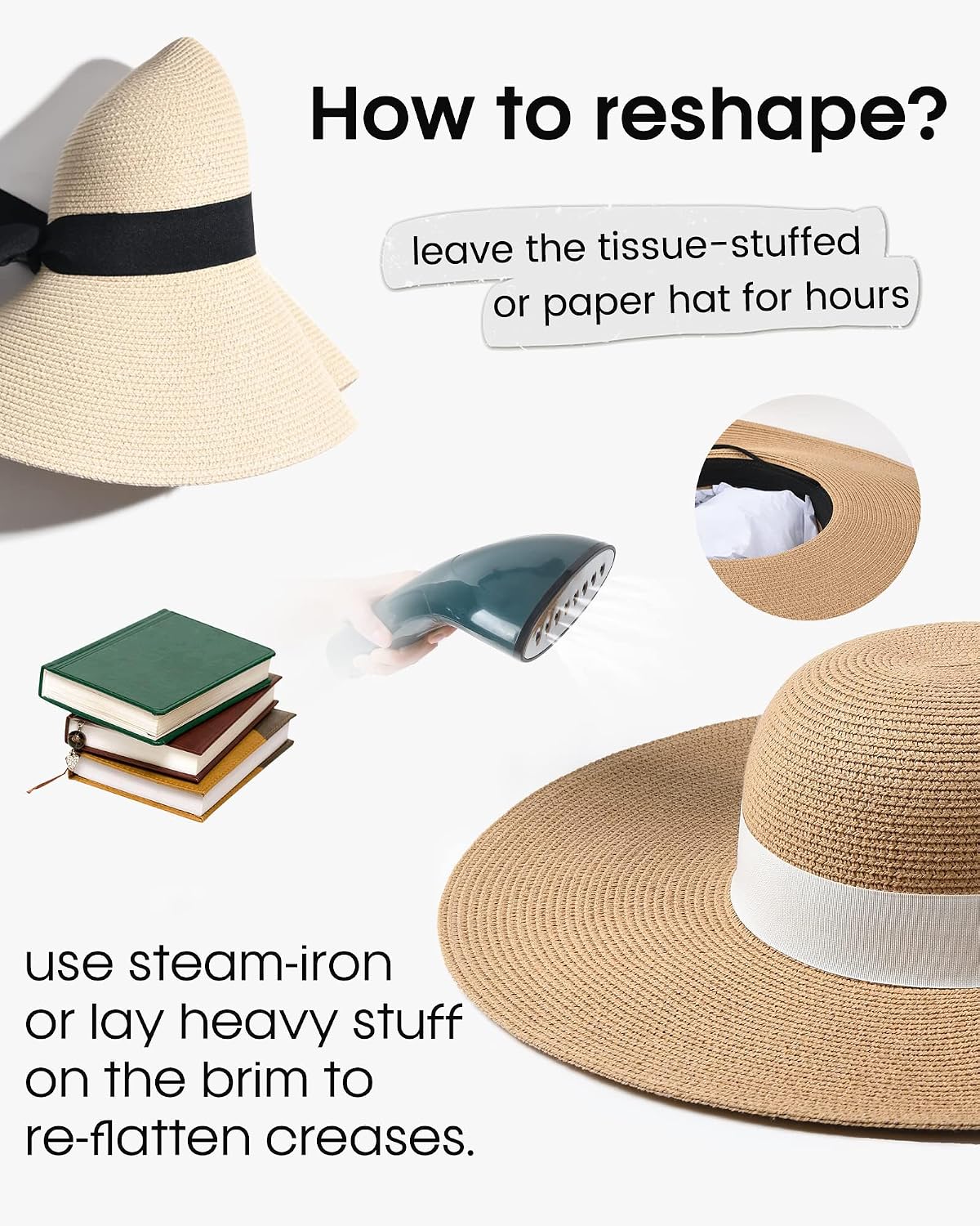 FURTALK Womens Sun Straw Hat Wide Brim Floppy Summer Beach Hats for Women