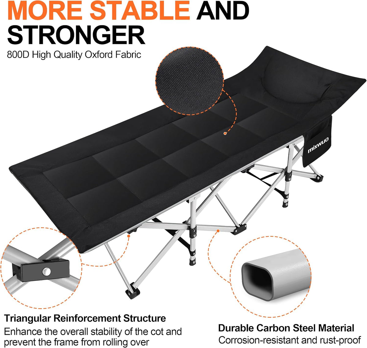 Folding Camping Cot-with Cushion and Pillow,Sleeping Cots for Adults