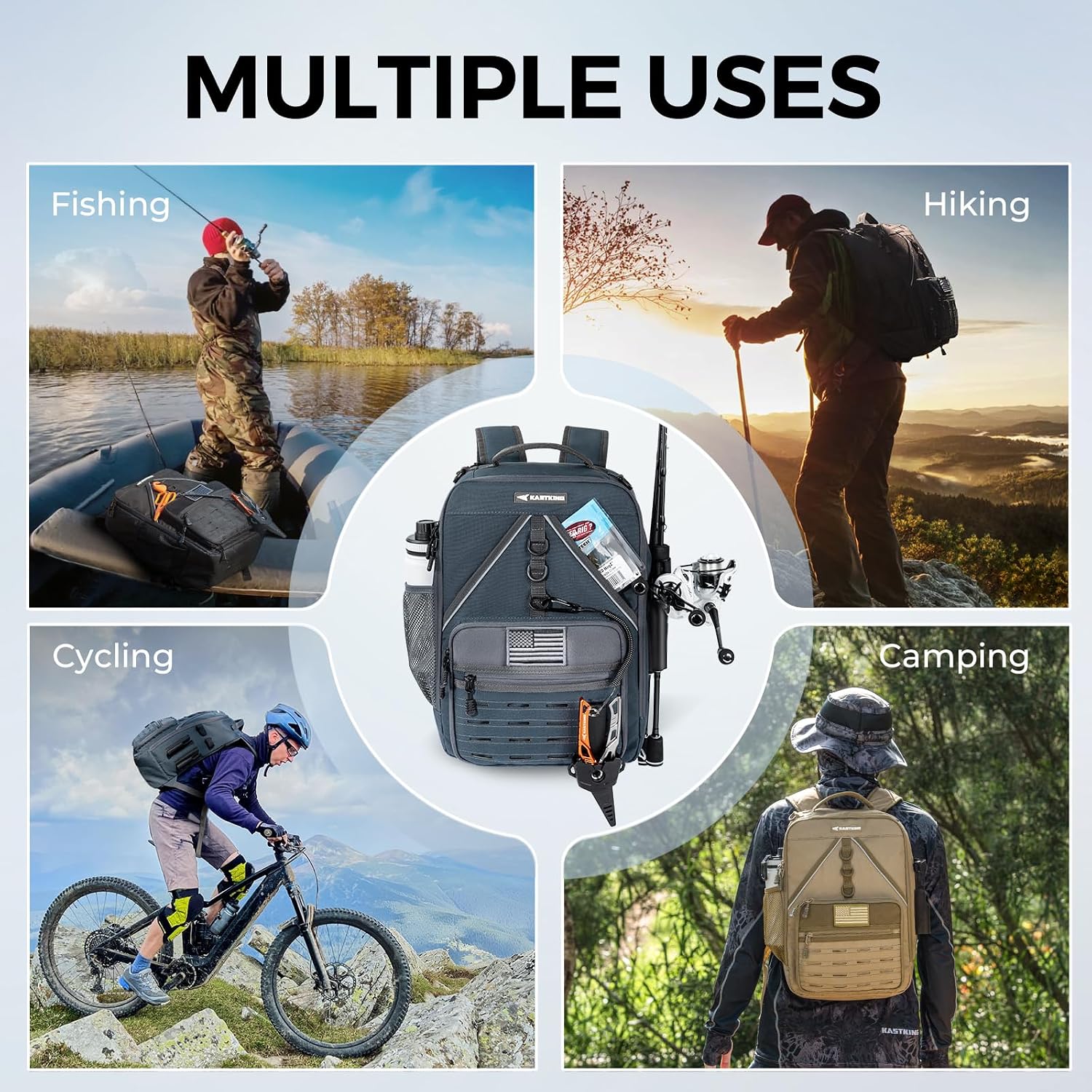 KastKing KastMate Fishing Backpack With 2 Rod Holders, Dark Gray