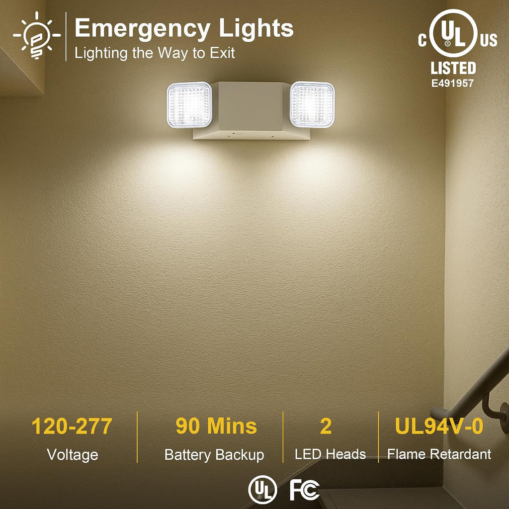 GRUENLICH LED Emergency Light for Business, Battery Backup, 12 Pack