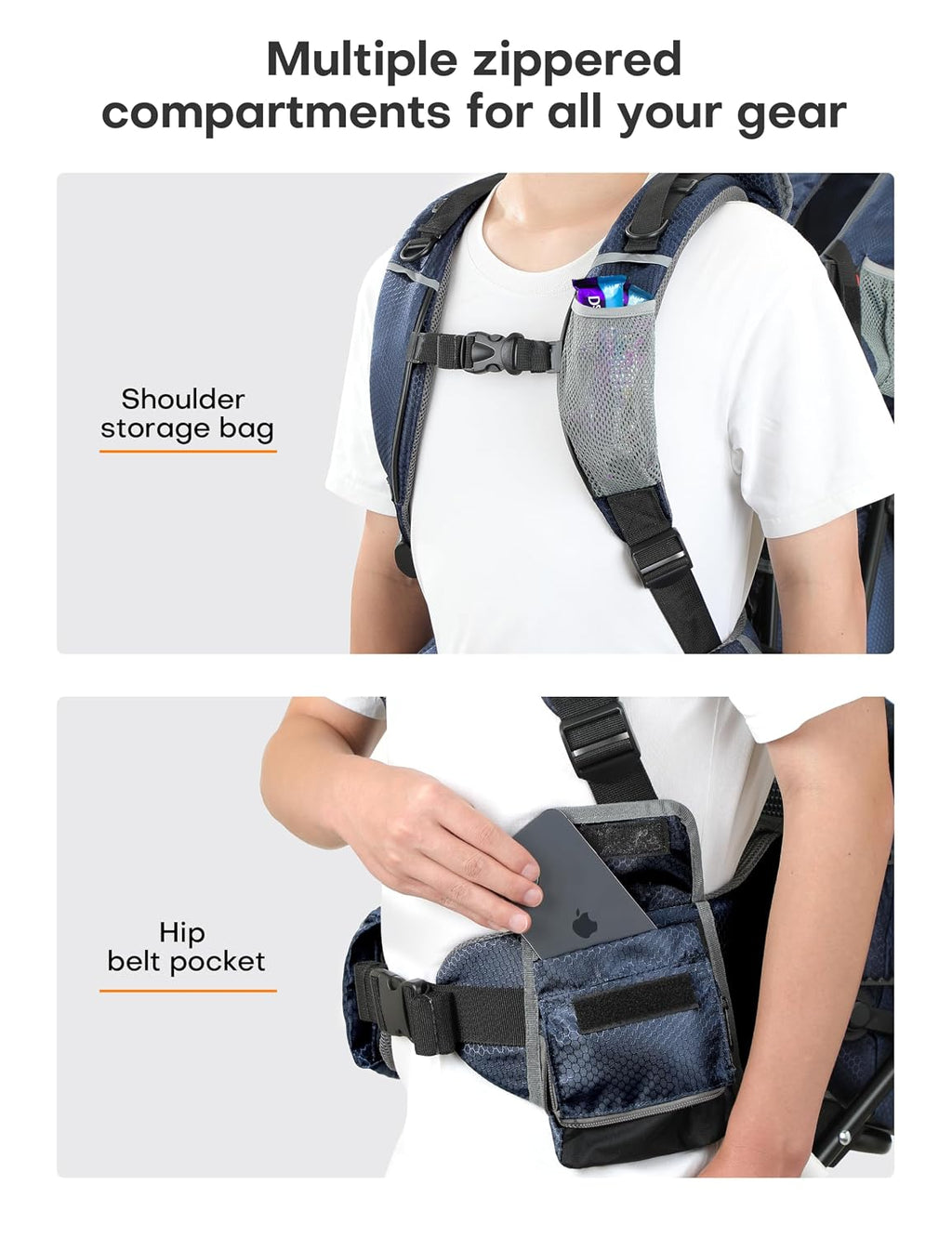 besrey Toddler Hiking Backpack Carrier-Adjustable Padded Shoulder Straps
