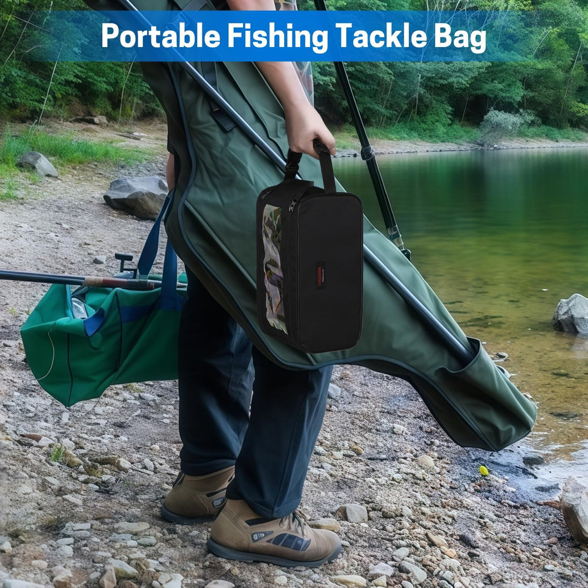 VISEMAN Fishing Tackle Bag, Waterproof Bait Storage Bag, Tackle Organizer