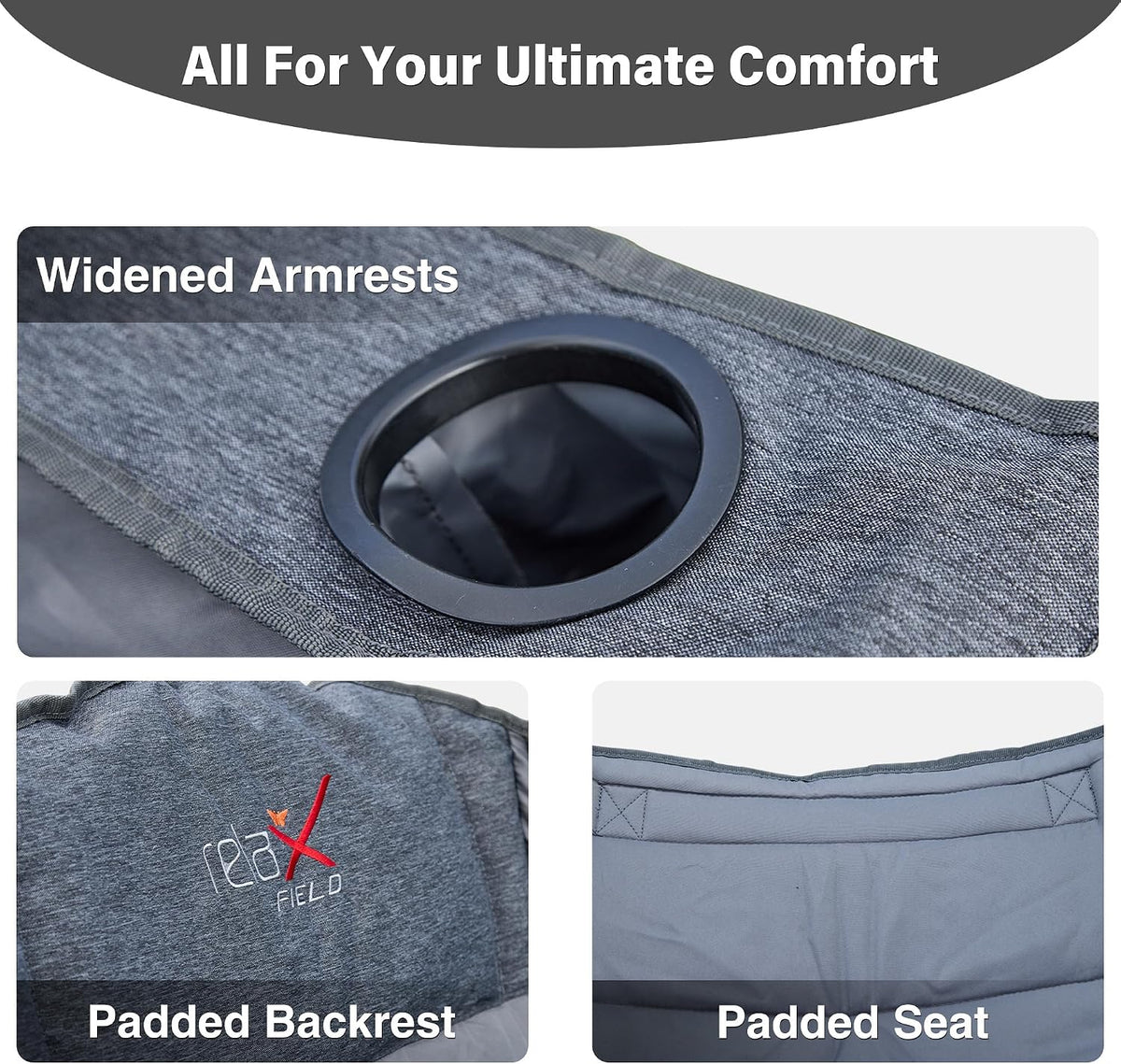 Oversized Camping Chairs with Cup Holder 500LBS,Grey