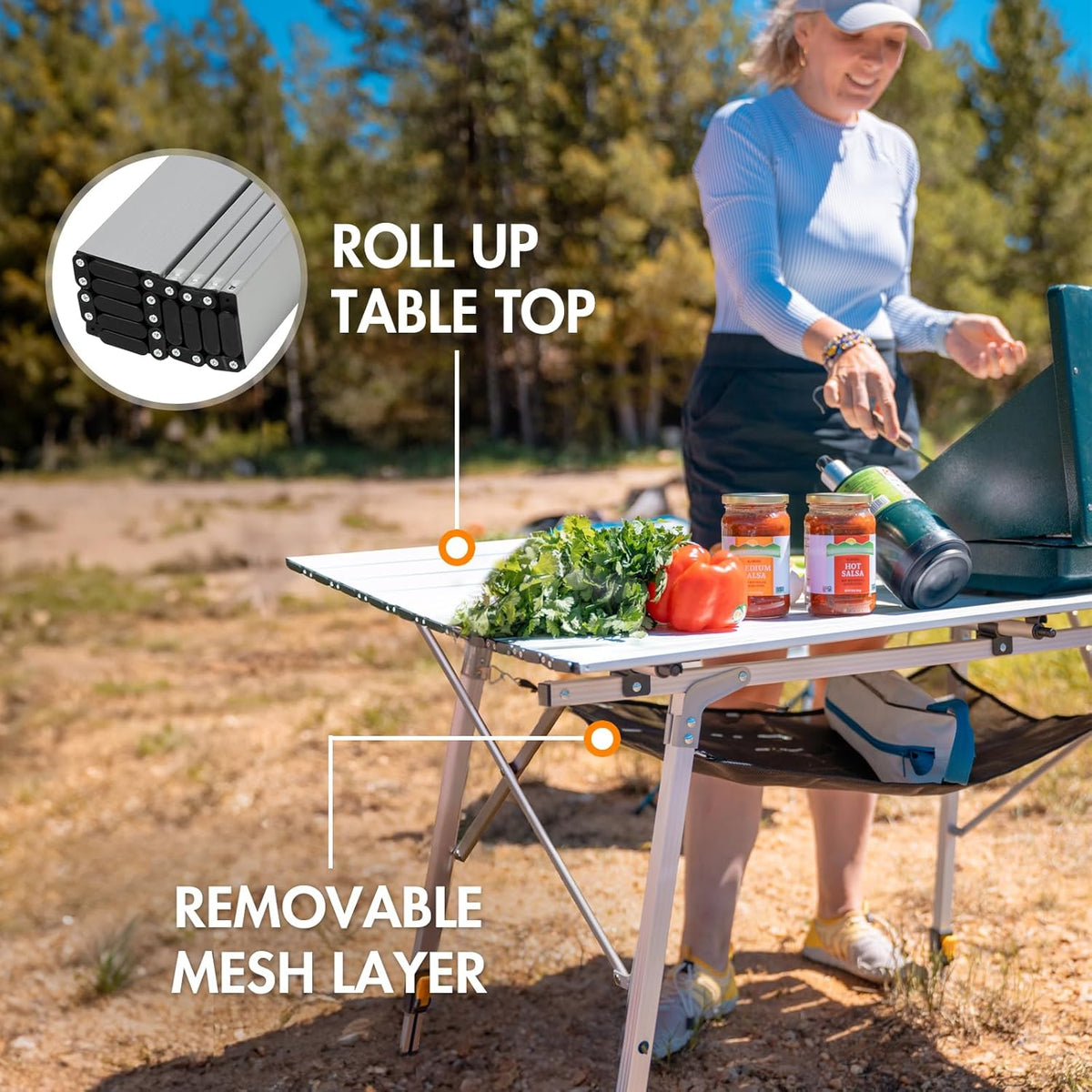 Portal Folding Camping Table, 132 LBS Outdoor Table with Adjustable Legs