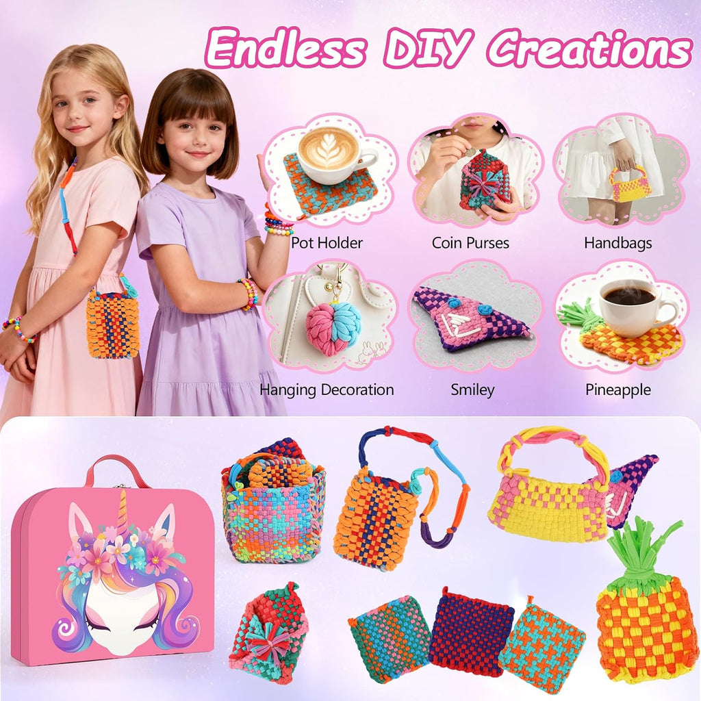 Combaybe Weaving Loom Kit Toys Gift for Kids and Adults–DIY Arts and Crafts Beginner-Friendly Potholder Loom Kit with Loops Tools Funny Birthday Gifts Toys for Girls Ages 5 6 7 8-12 13 Years Old