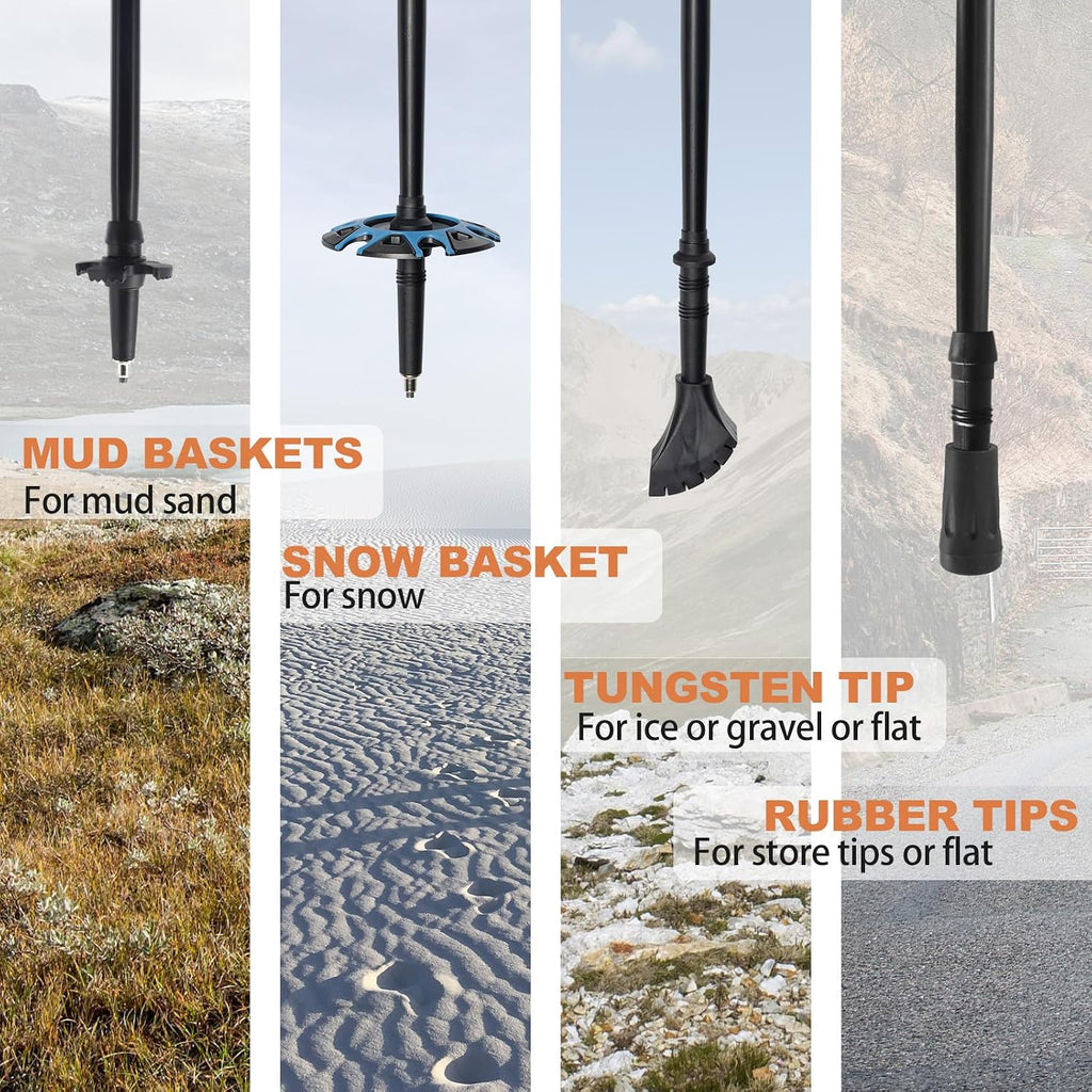 G2 GO2GETHER Aluminum Trekking Poles - Quick Adjustable Locks, Comfort Handle, Padded Strap, Snow Baskets - Walking Sticks Suitable for Hiking, Walking