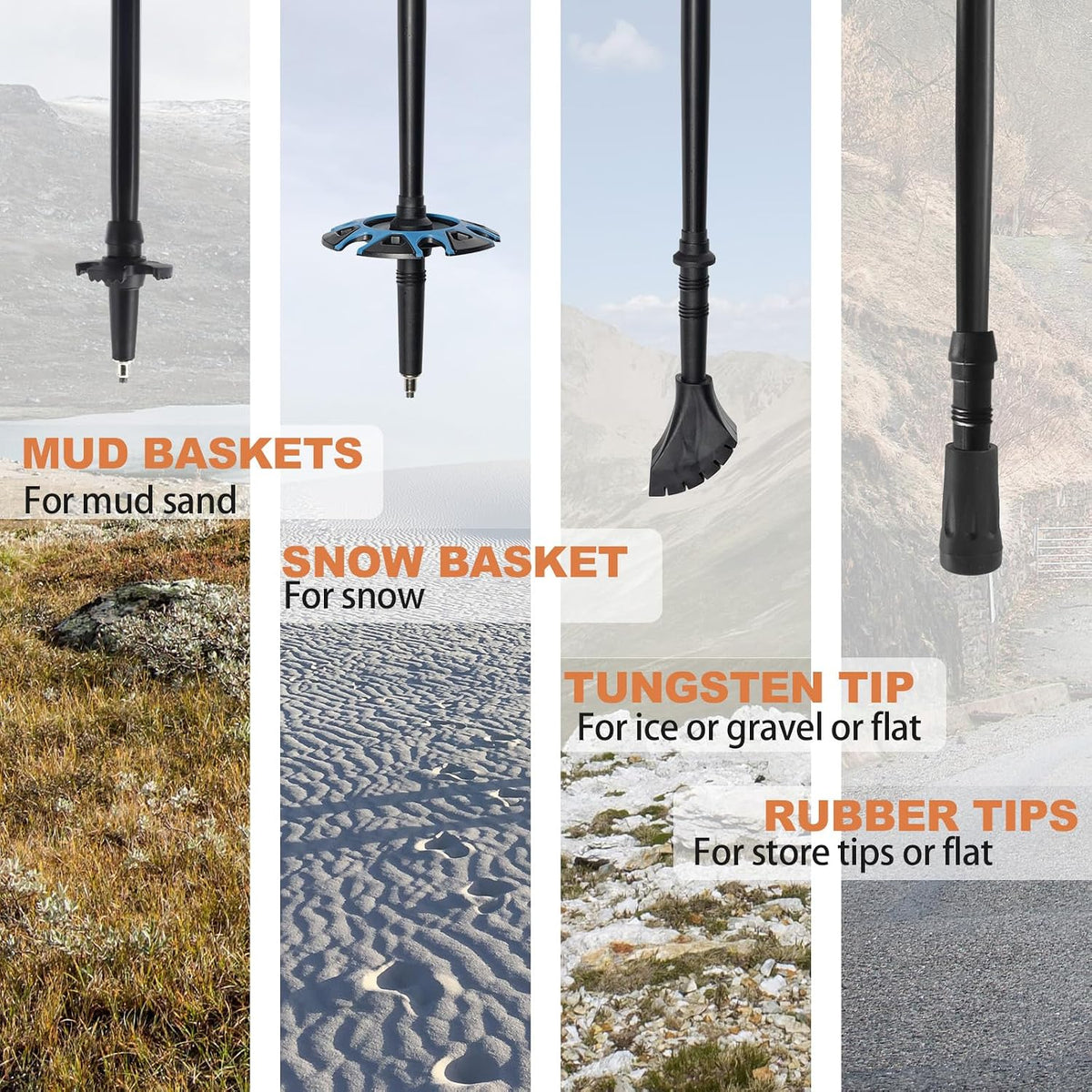 G2 GO2GETHER Aluminum Trekking Poles - Quick Adjustable Locks, Comfort Handle, Padded Strap, Snow Baskets - Walking Sticks Suitable for Hiking, Walking