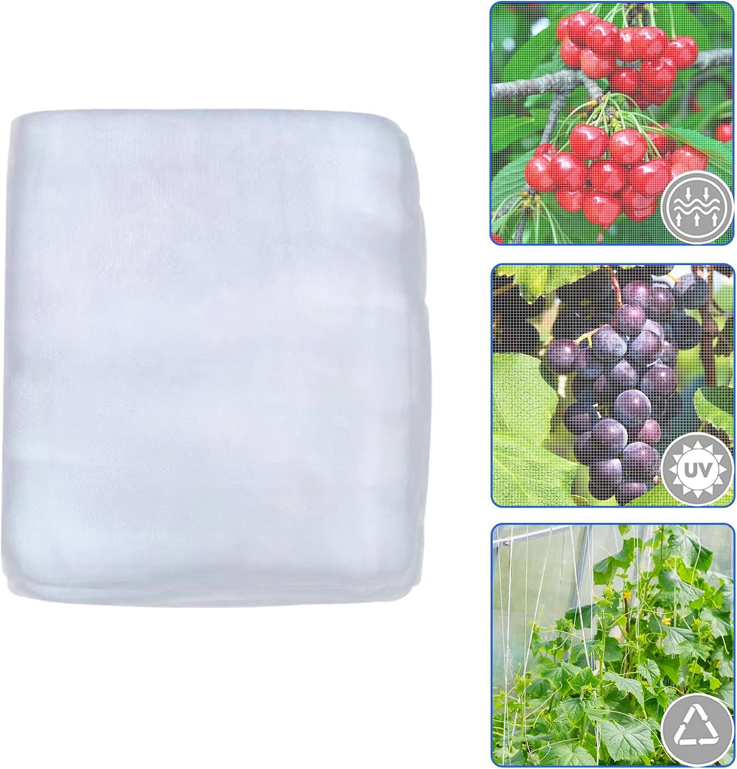 Garden Netting,8x33Ft Mosquito Insect Birds Animals Barrier Protection Net Ultra Fine Garden Mesh Netting Plant Covers for Vegetable Plants Fruits Flowers Trees Greenhouse Row Cover