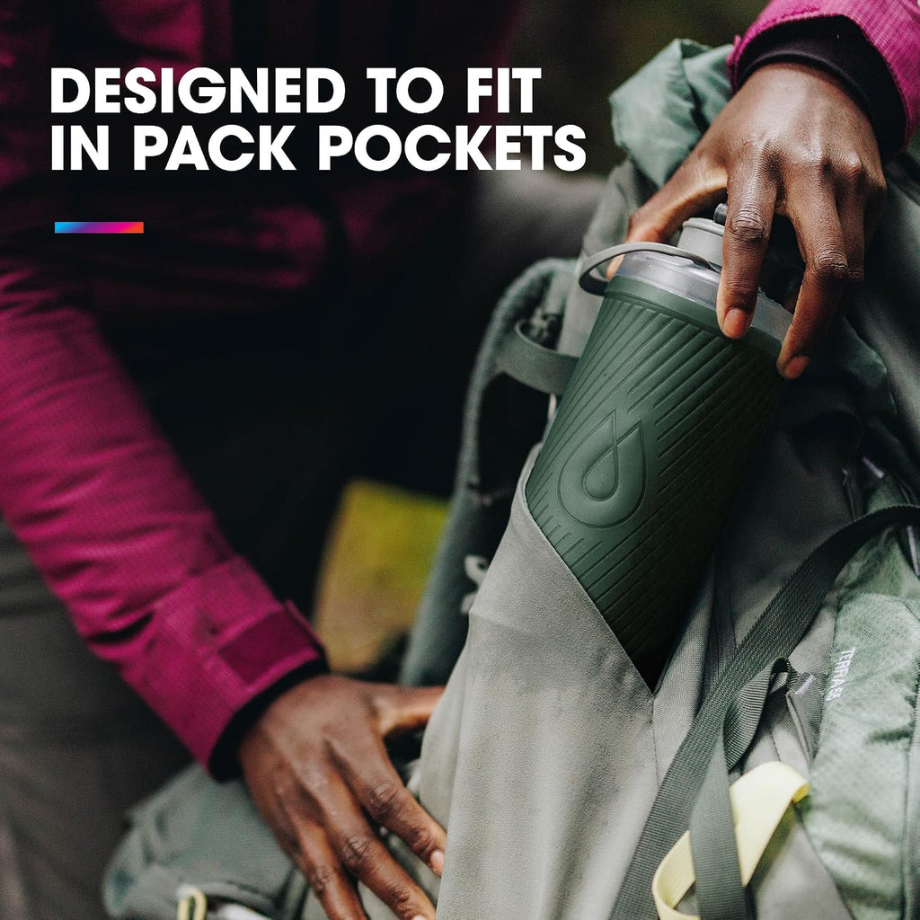 HydraPak Flux Collapsible Backpacking Water Bottle (750ml, Mammoth Grey)