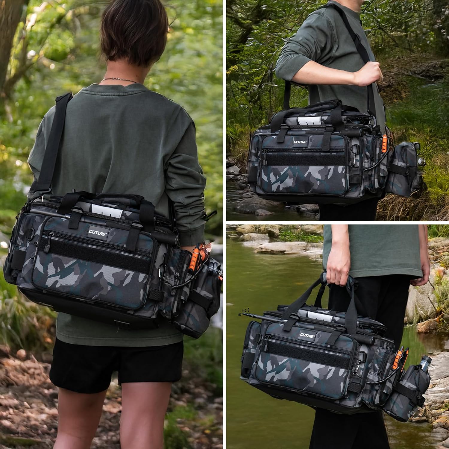Goture Fishing Tackle Bag, Freshwater Saltwater Large Fishing Bag