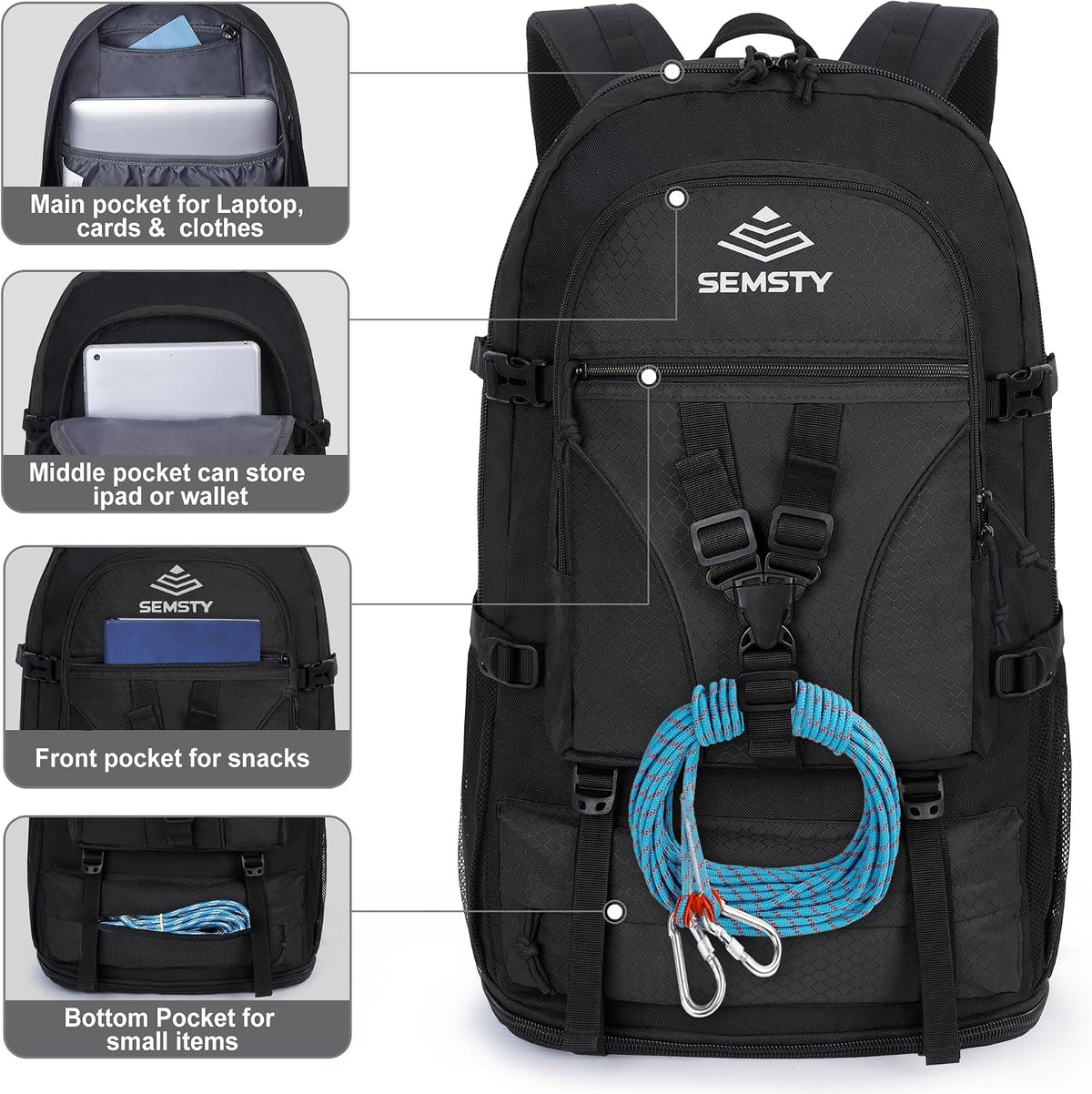 40L/50L Expandable Hiking Backpack for Men & Women，Camping Backpack