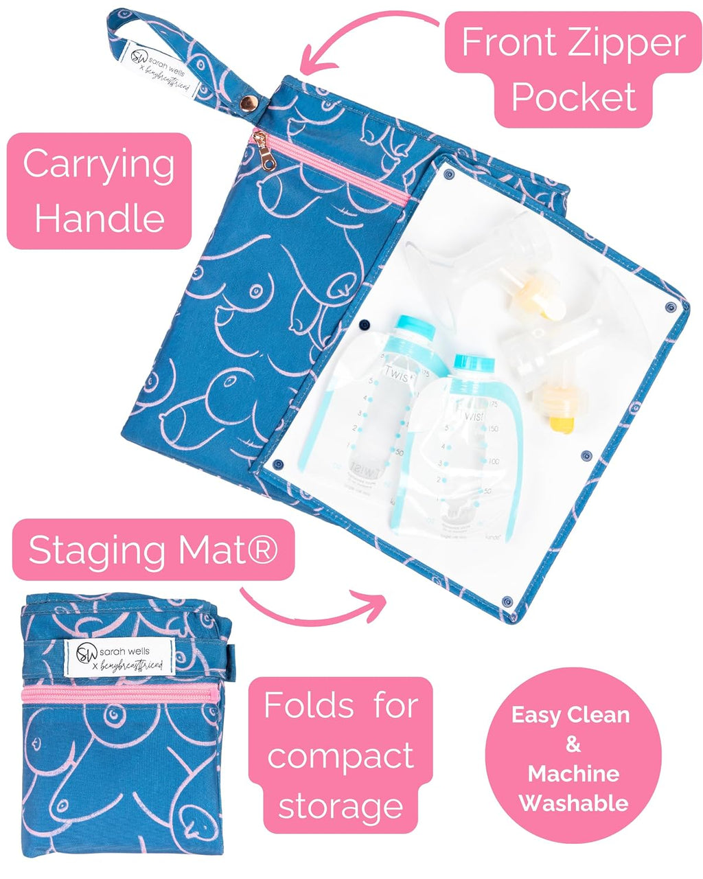 Sarah Wells Pumparoo Wet/Dry Bag with Staging Mat (Blue Pattern)