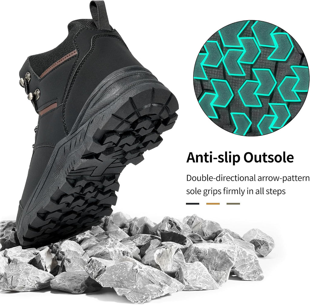 HARENCE Men's Waterproof Hiking Boots Lightweight Slip-Resistant Ankle Support for Trekking Walking