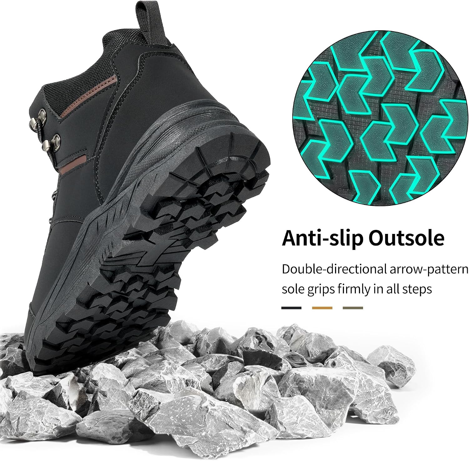 HARENCE Men's Waterproof Hiking Boots Lightweight Slip-Resistant Ankle Support for Trekking Walking