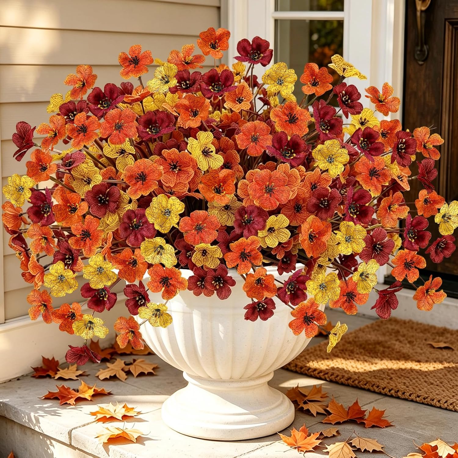 24 Bundles Fall Artificial Flowers for Outdoors Fall Decor UV Resistant