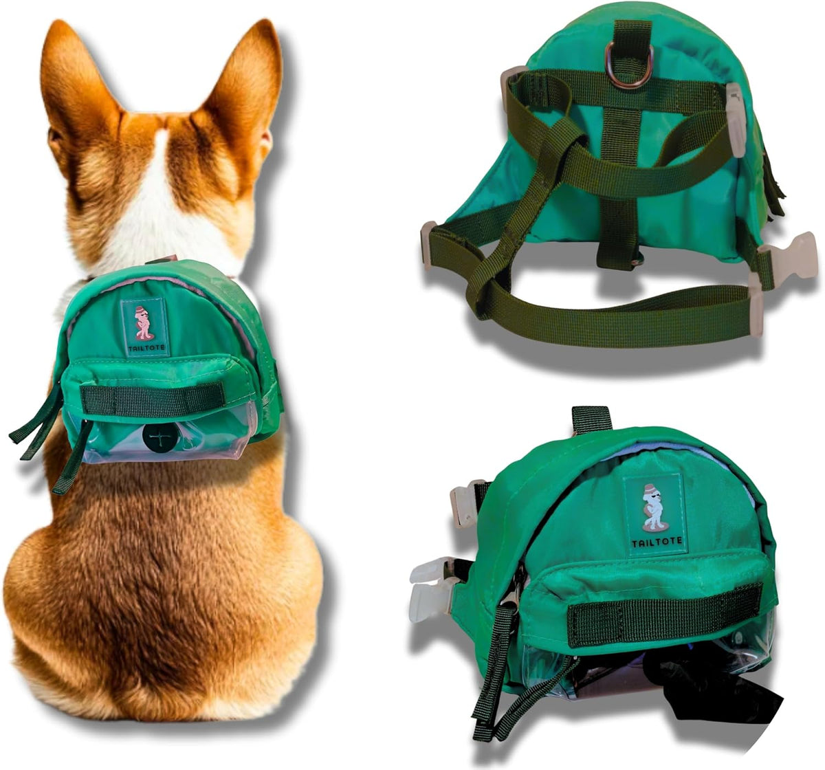 Dog Hiking Backpack Lightweight, Adjustable, and Waterproof Pet Poopbag Holder for Outdoor Adventures,Puppy Training School or Everyday Walks (Small)