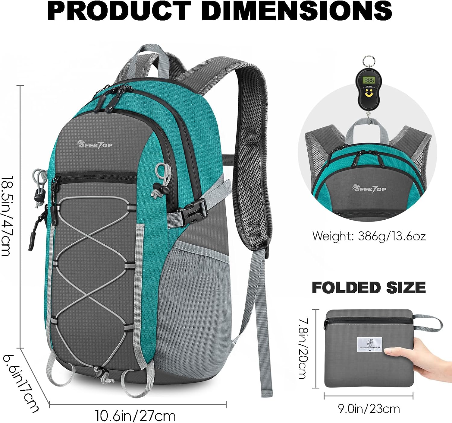 Seektop Packable Waterproof Hiking Backpack, 20L Lightweight Daypack