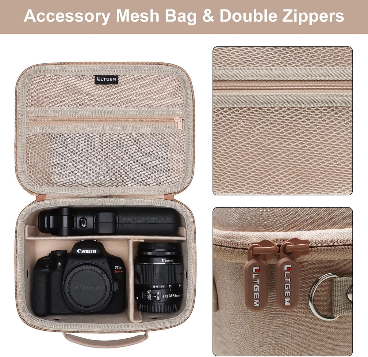 Small Camera Case Bag for Canon EOS Rebel T7/R50//R100 DSLR Camera Beige