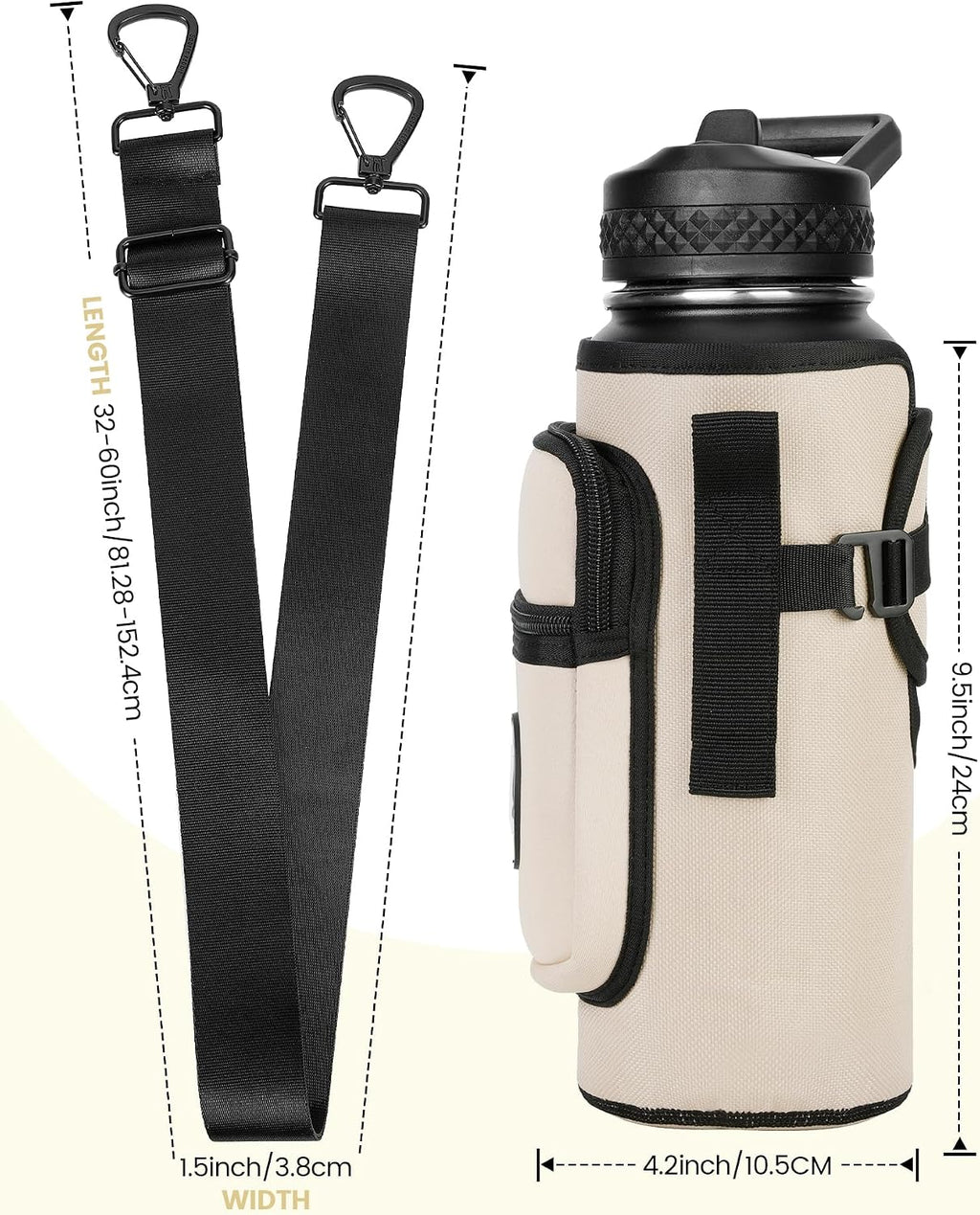 Sports rabbit Universal Water Bottle Holder with Strap & Phone Pocket