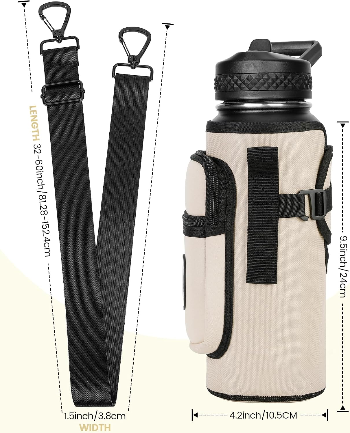 Sports rabbit Universal Water Bottle Holder with Strap & Phone Pocket