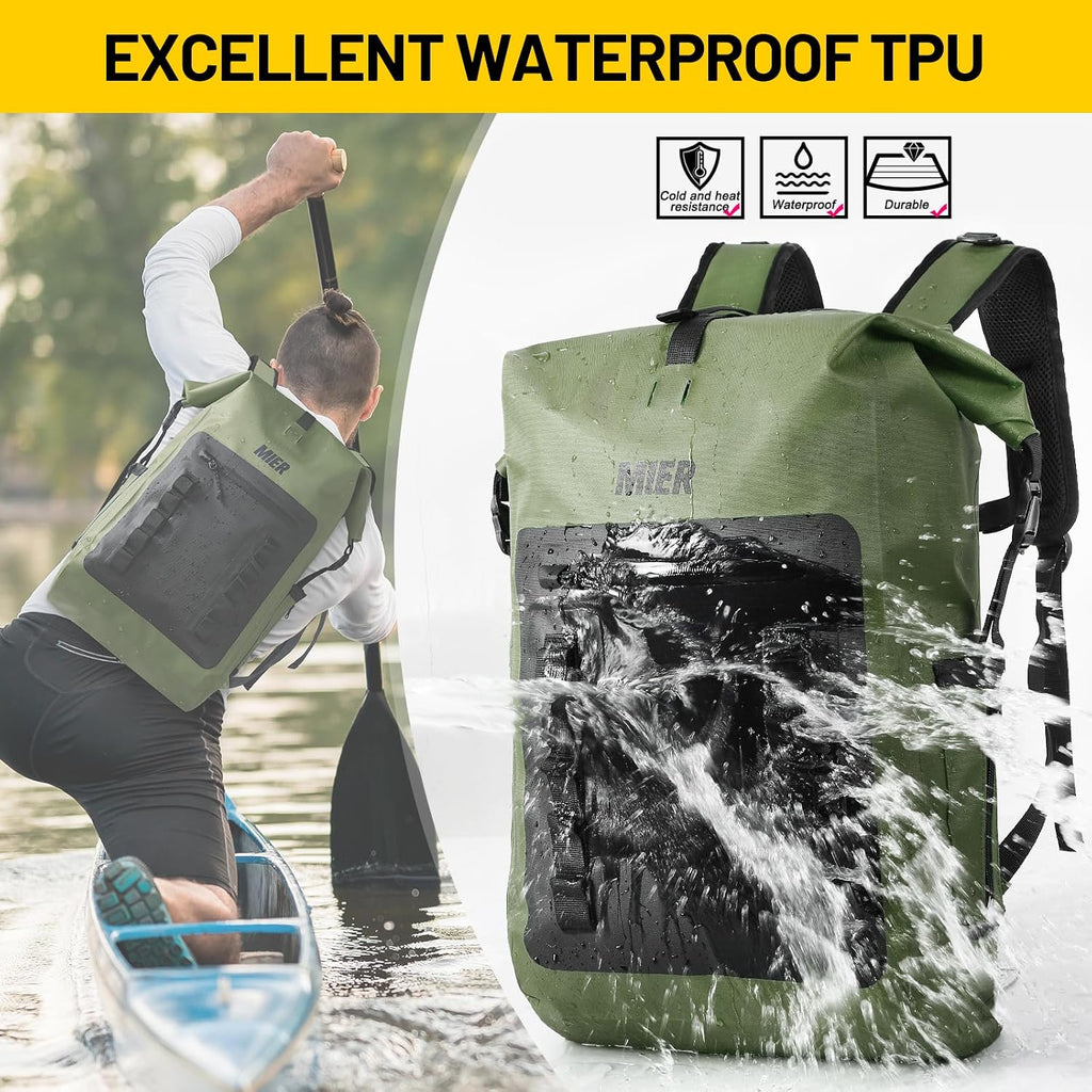 MIER Roll Top Waterproof Backpack Floating Dry Bag for Men Women