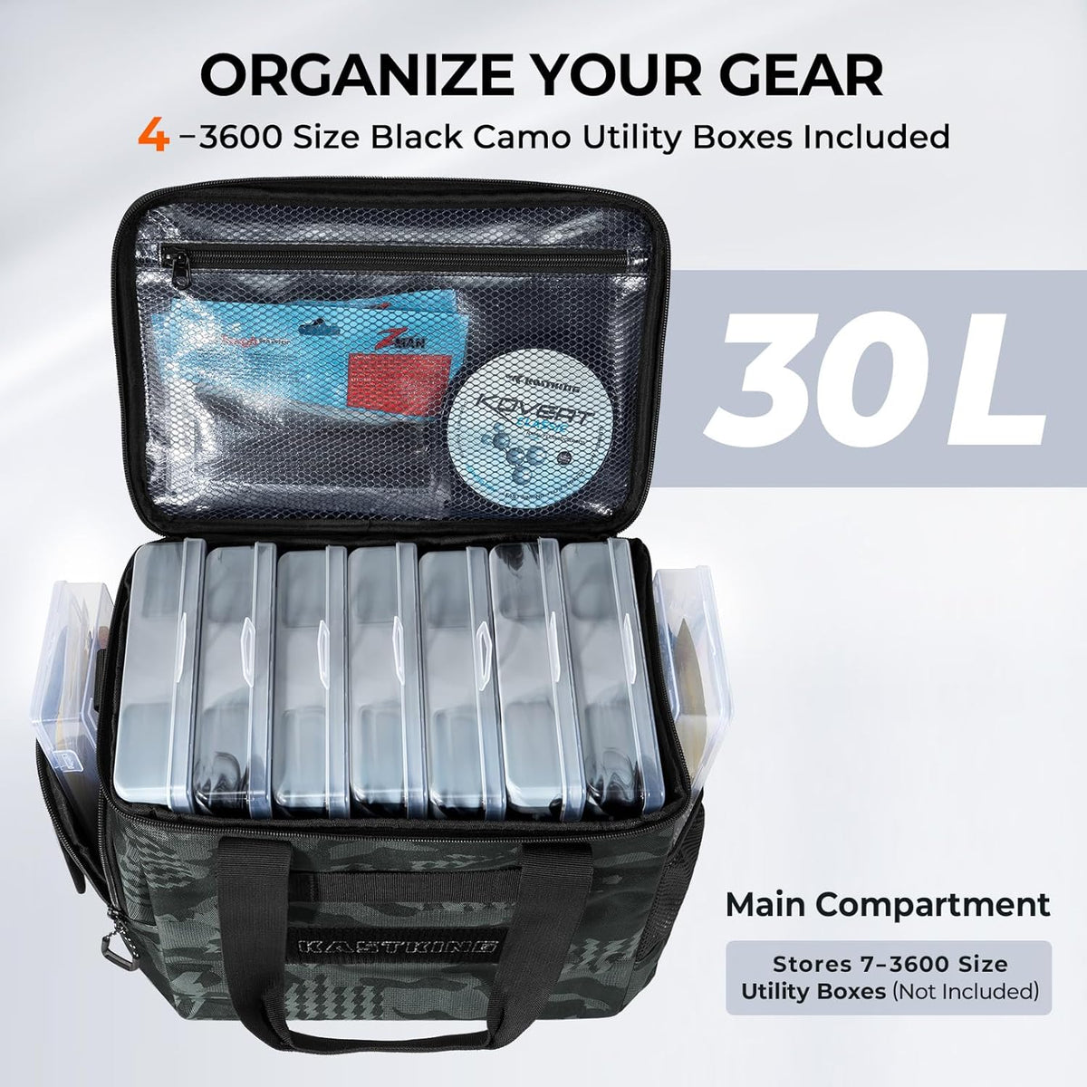 KastKing BaitSpace Tackle Bag with Removable Bait Binder, 4 Tackle Boxes