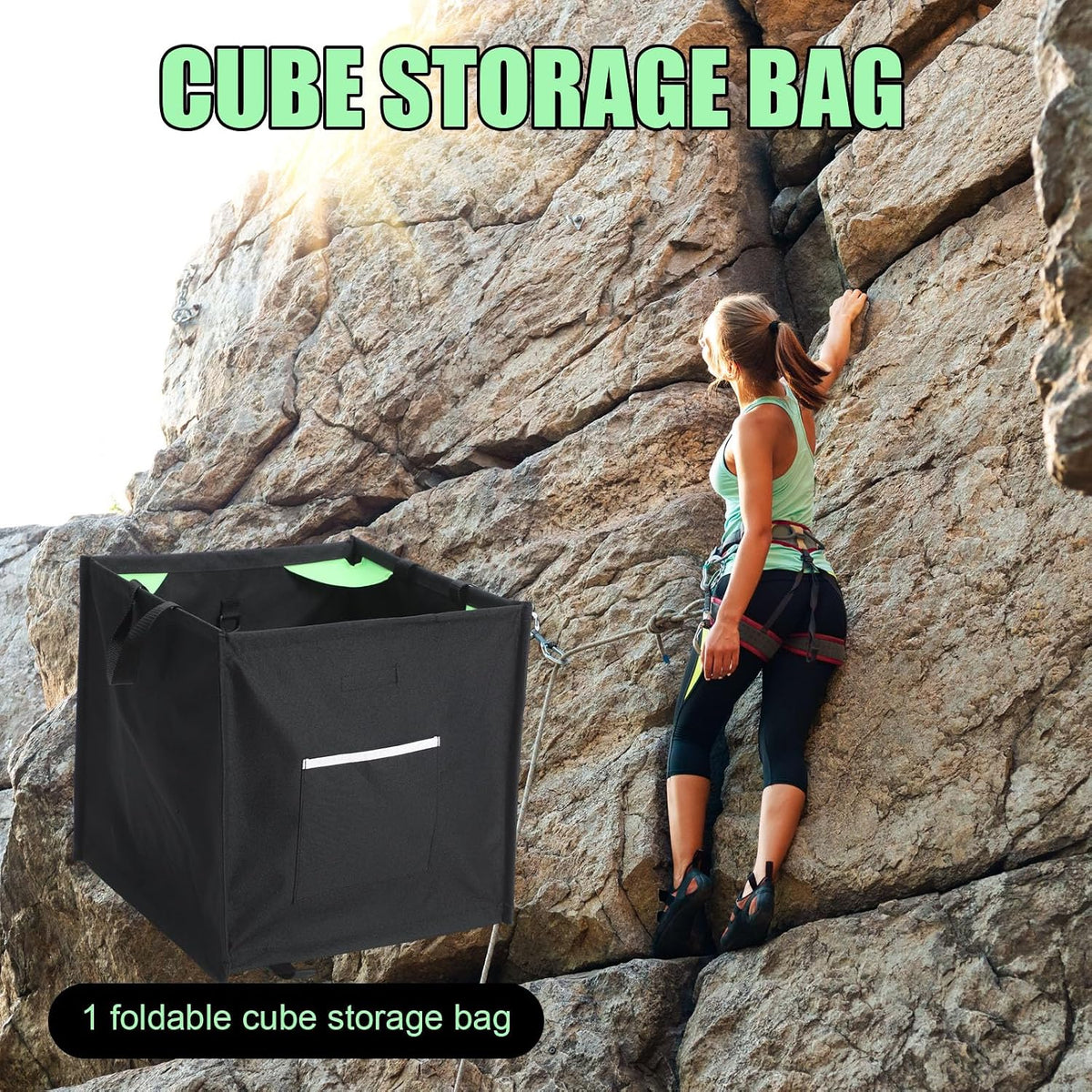 Arrowbash Arborist Throw Line Cube Bag, Foldable Storage Box,Green