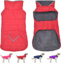 Petglad Dog Coat, Waterproof Dog Winter Jacket with Pocket, Reflective Adjustable Pet Snow Vest, Warm Cozy Fleece Sweater for Small Medium Extra Large Dogs - Red, S