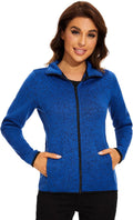 COZZYON Women Fleece Long Sleeve Zip Up Jacket Light Sweater Jacket with Pockets