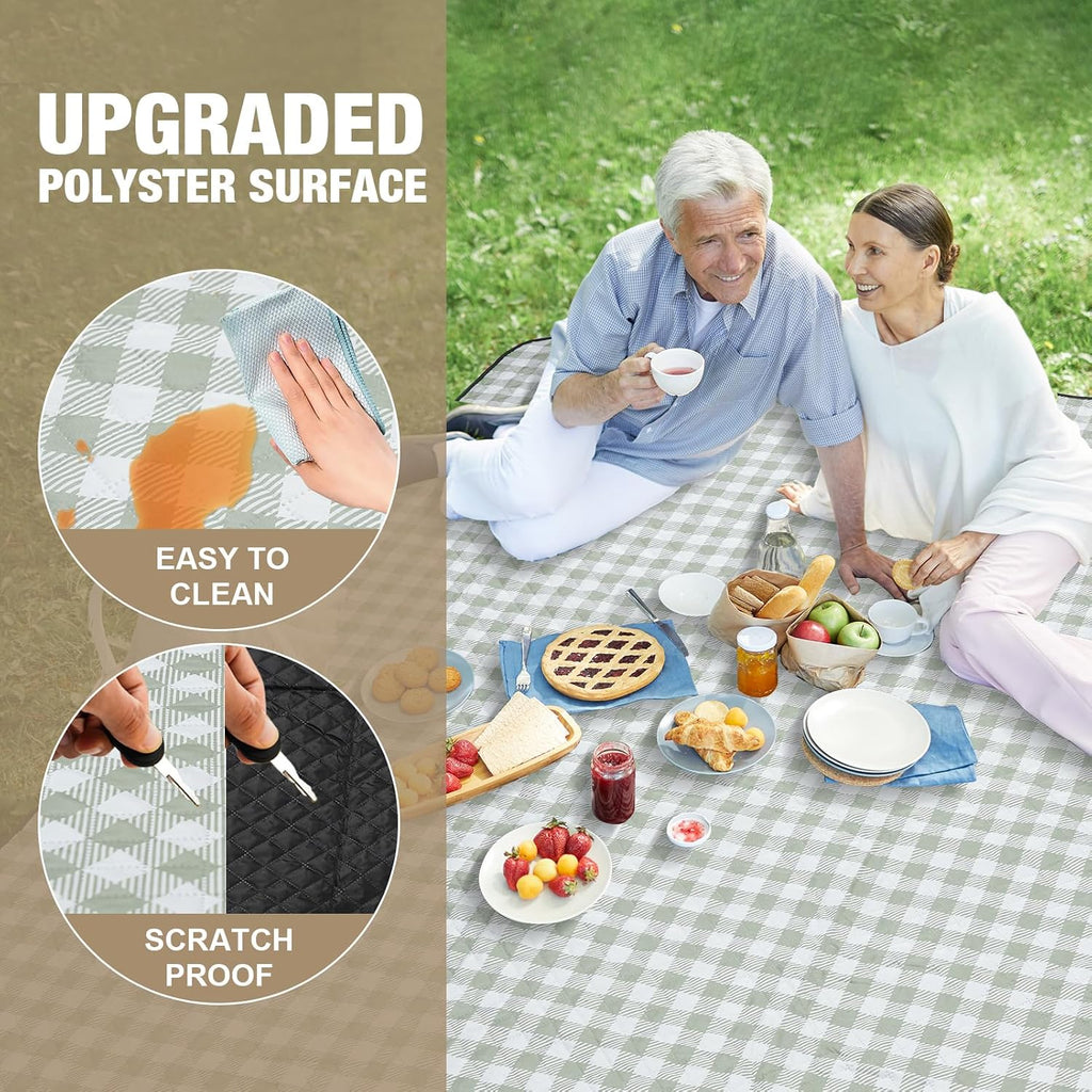 G GOOD GAIN Picnic Blankets Outdoor Extra Large 80"x80", Green