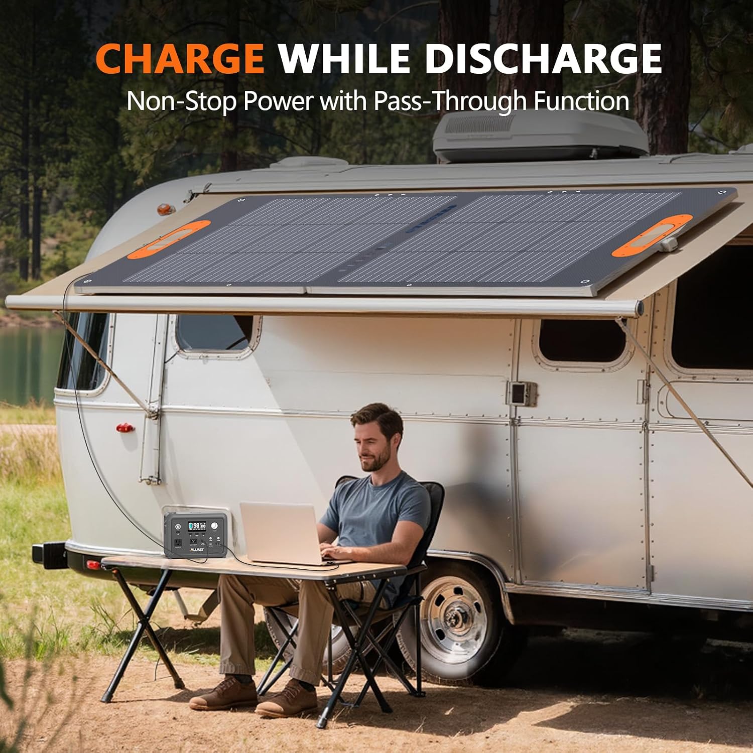 ALLWEI Portable Power Station 300W, 256Wh Solar Generator LiFePO4 Battery