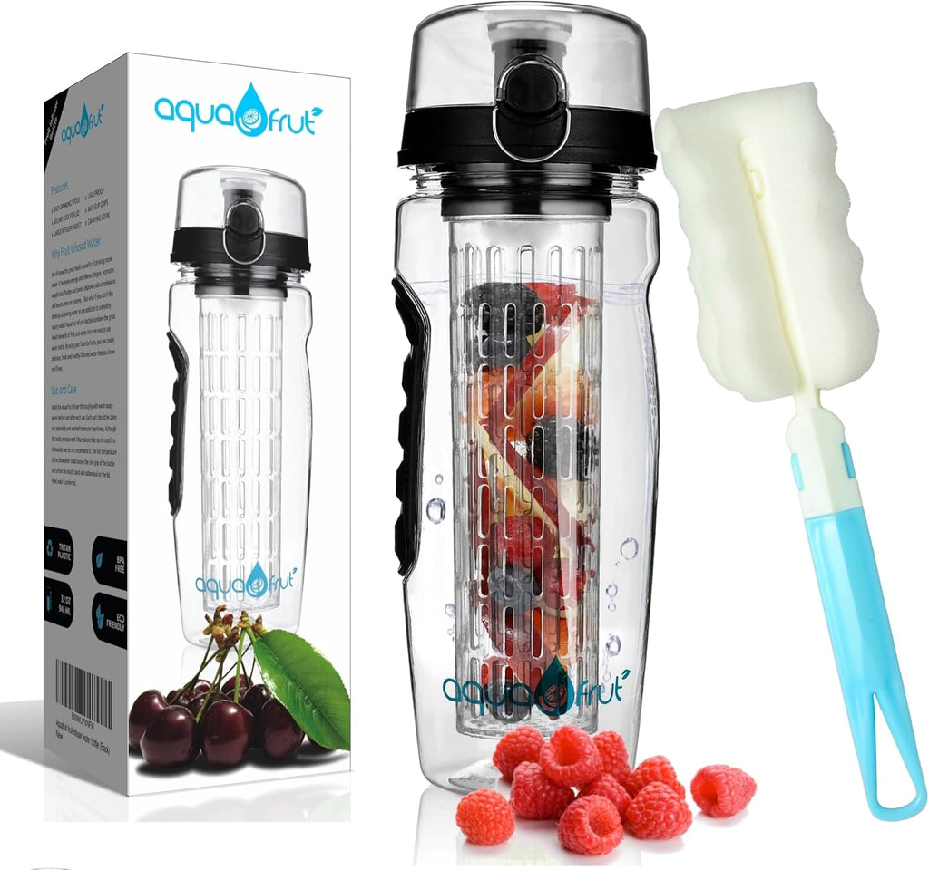 AquaFrut 32 oz Fruit Infuser Water Bottle, BPA-Free Tritan Infusion Bottle