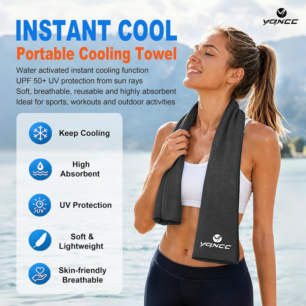 YQXCC 4 Pack Cooling Towels (47"x12"), Ice Cool Towels for Neck & Face