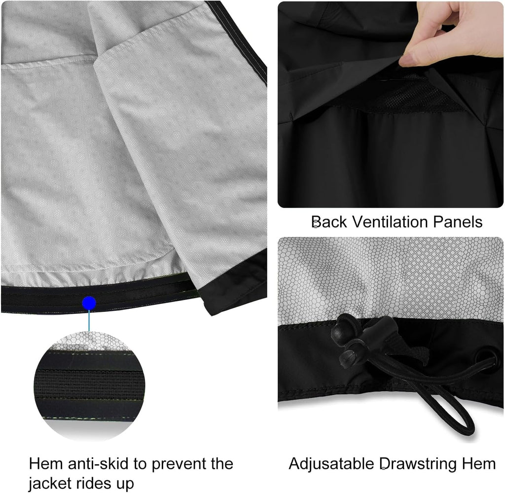 baleaf Men's Rain Jacket Waterproof Hood Lightweight Reflective Packable