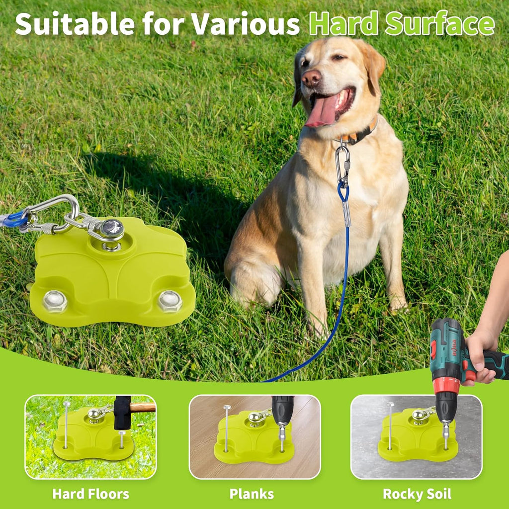 Dog Tie Out Stake and Cable for Outdoor, Dog Tether for Yard, Dog Run with 30FT Heavy-Duty Leash, 200LBS Capacity Lead, Dual 360° Swivel - Stainless Steel(Dog Stake+30ft Cable/200lbs)