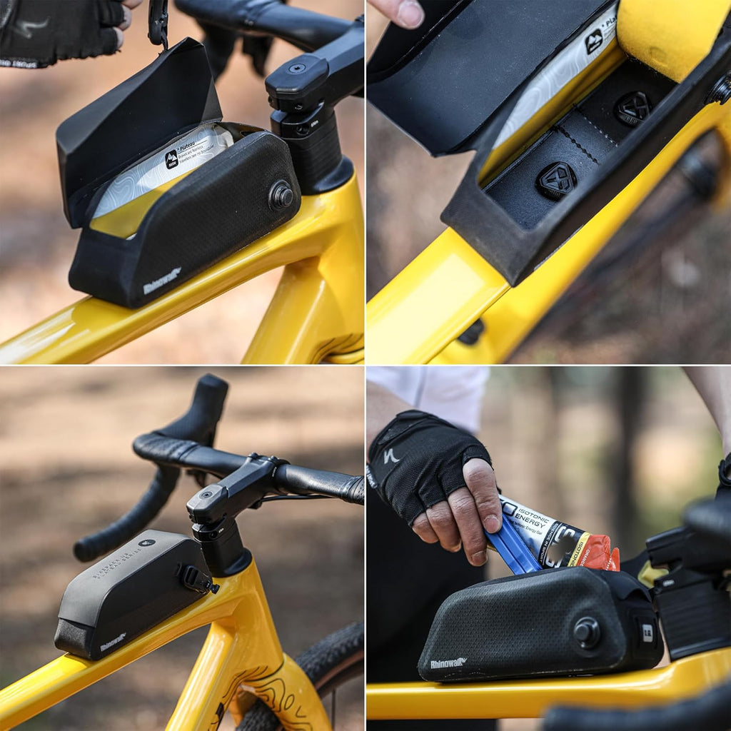 Rhinowalk Bike Top Tube Bag Waterproof IPX4 Magnetic Closure Frame Pouch for Road & MTB Slim Fit (Size 0.6L)