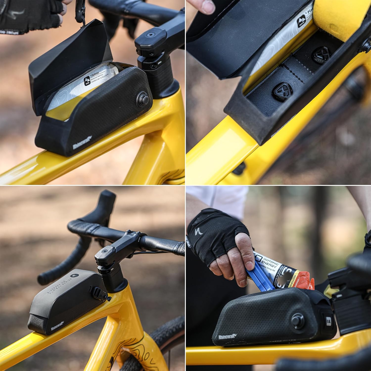 Rhinowalk Bike Top Tube Bag Waterproof IPX4 Magnetic Closure Frame Pouch for Road & MTB Slim Fit (Size 0.6L)