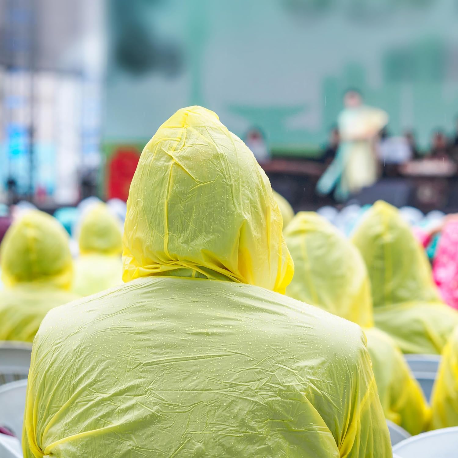 Juvale Raincoat Plastic Disposable Rain Ponchos with Hood - Bulk Emergency Rain Cover